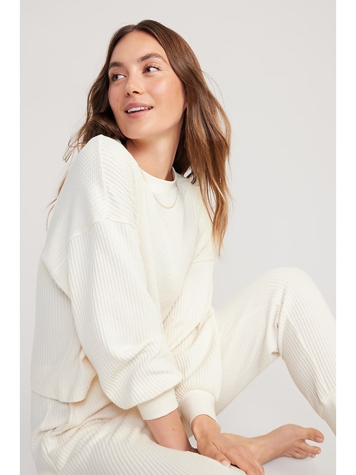 Long-Sleeve Waffle-Knit Pajama Top for Women | Old Navy