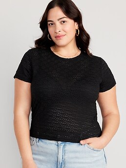 Fitted Short-Sleeve Lace Top