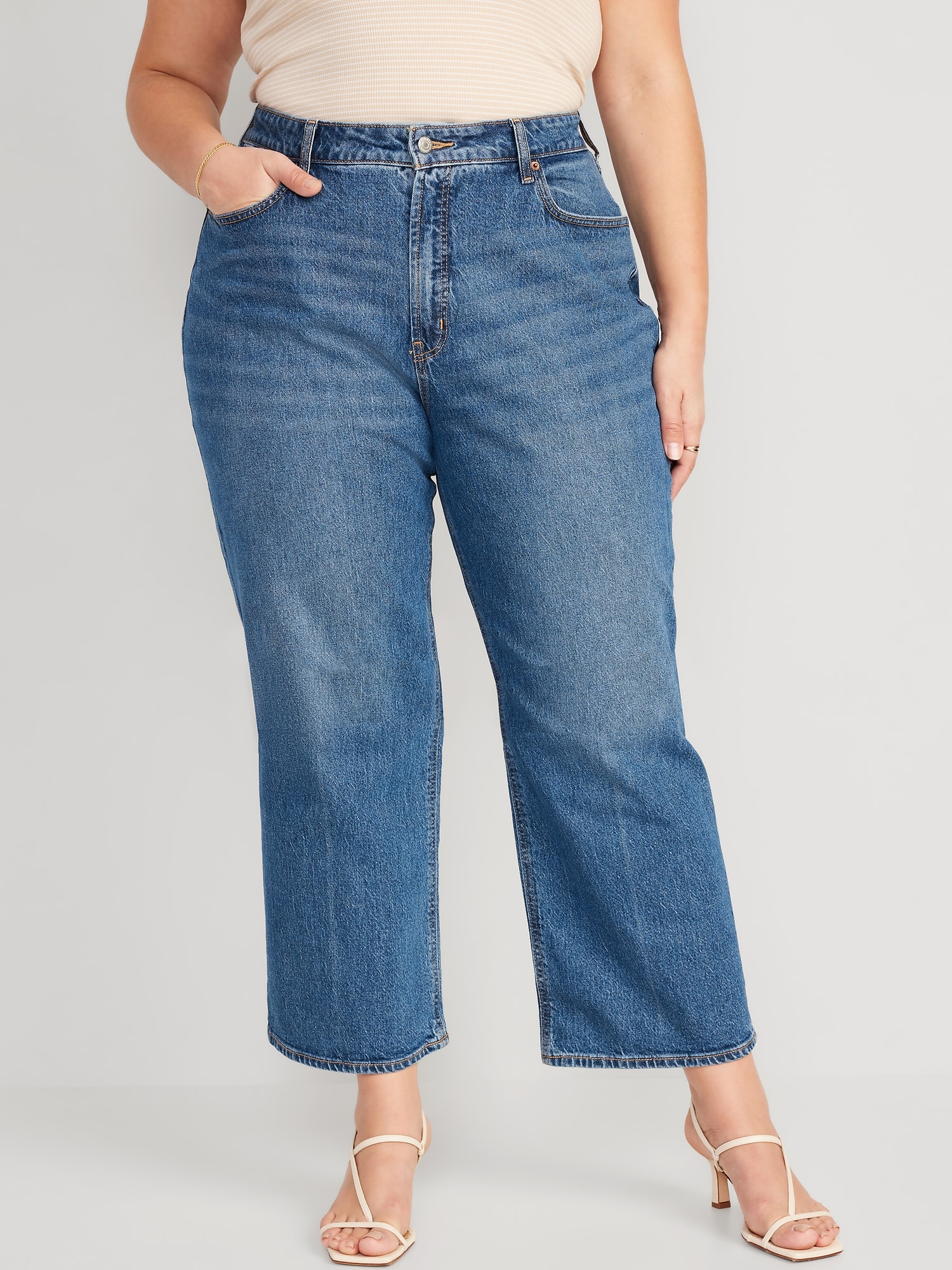 Extra High-Waisted Sky-Hi Wide-Leg Cut-Off Jeans for Women