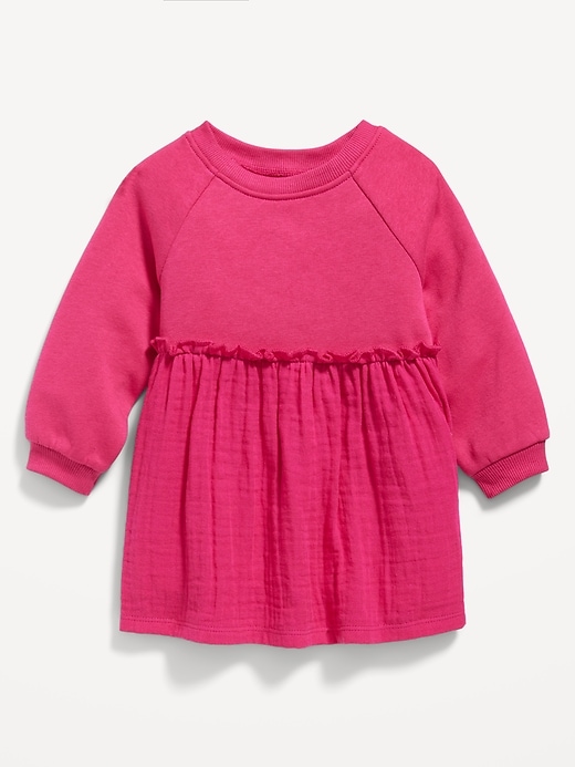 Long-Sleeve Printed Textured Ruffle-Trim Dress for Baby | Old Navy