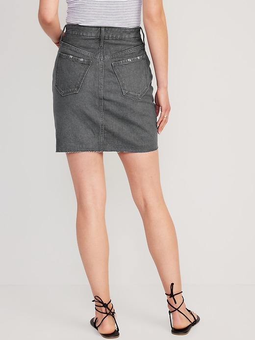 Image number 2 showing, Higher High-Waisted OG Straight Button-Fly Mini Jean Skirt