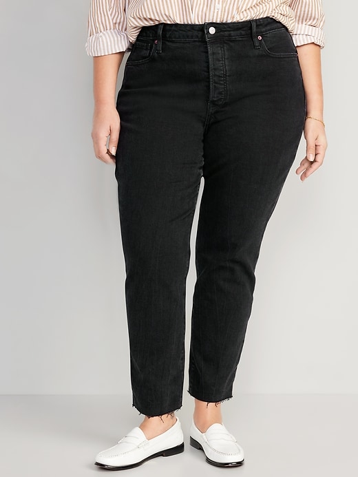 High-Waisted OG Straight Black Cutoff Jeans for Women