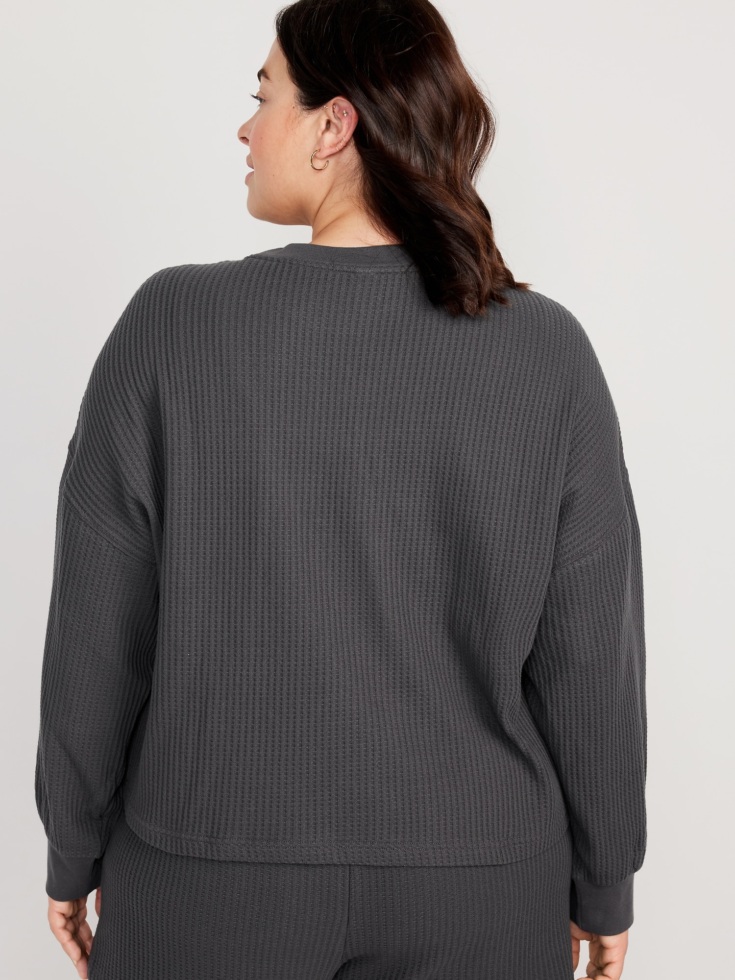 Long-Sleeve Waffle-Knit Pajama Top for Women | Old Navy