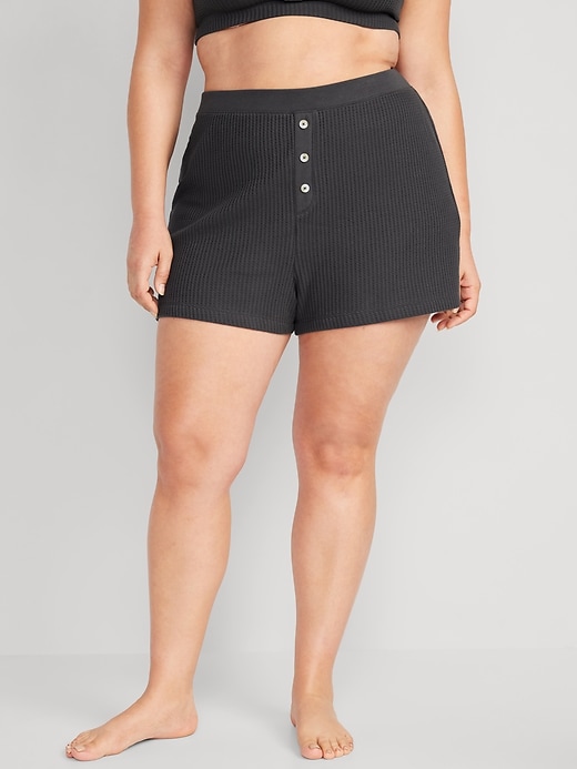 Image number 7 showing, High-Waisted Waffle-Knit Pajama Shorts -- 2.5-inch inseam