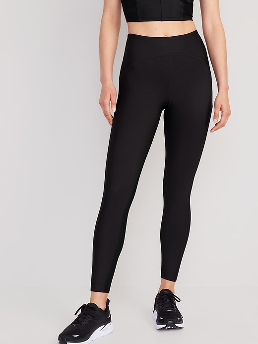 High-Waisted PowerSoft 7/8 Mixed-Fabric Leggings | Old Navy