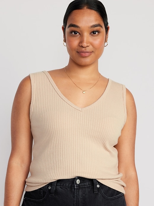 Rib Knit V Neck Tank Top For Women Old Navy 