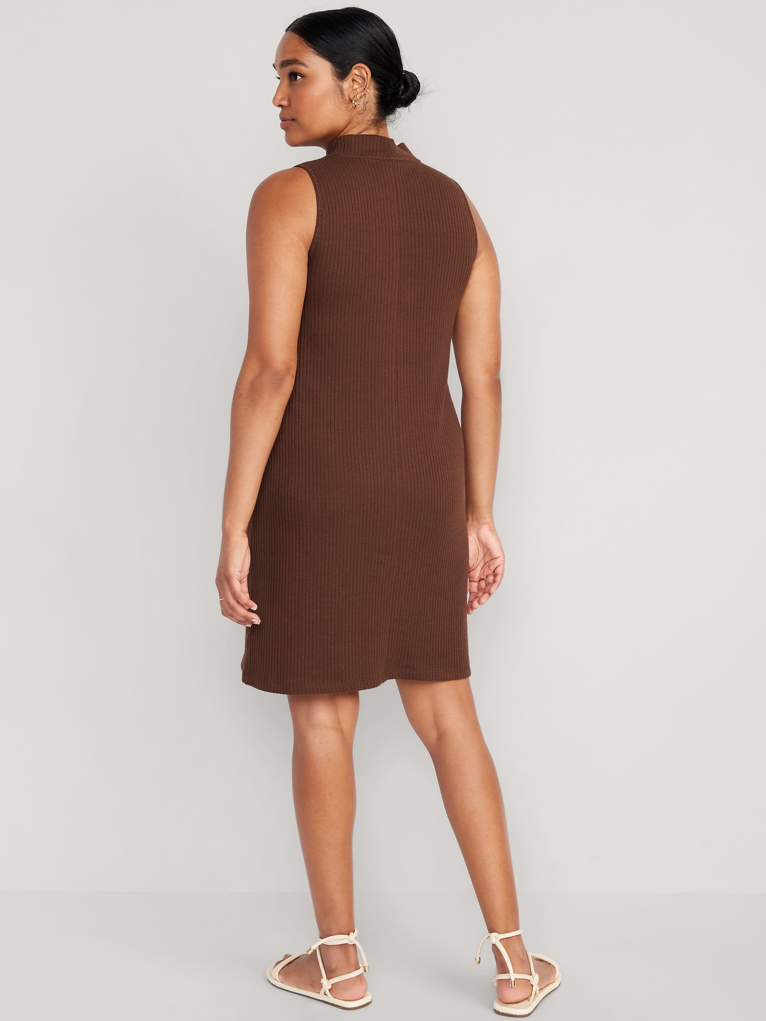 Sleeveless Mock-Neck Rib-Knit Mini Shift Dress for Women | Old Navy