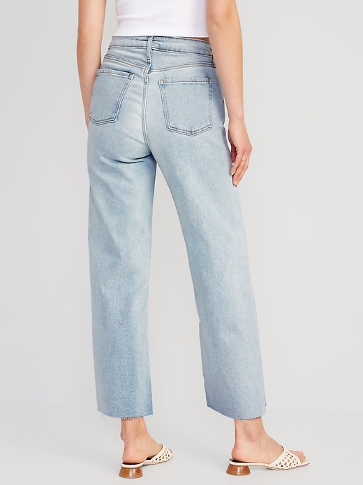 Image number 2 showing, Extra High-Waisted Cropped Cut-Off Wide-Leg Jeans