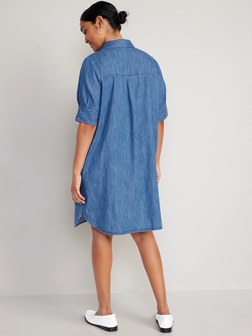 Image number 5 showing, Short-Sleeve Jean Shirt Dress