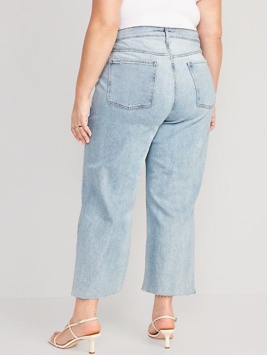 Image number 8 showing, Extra High-Waisted Cropped Cut-Off Wide-Leg Jeans