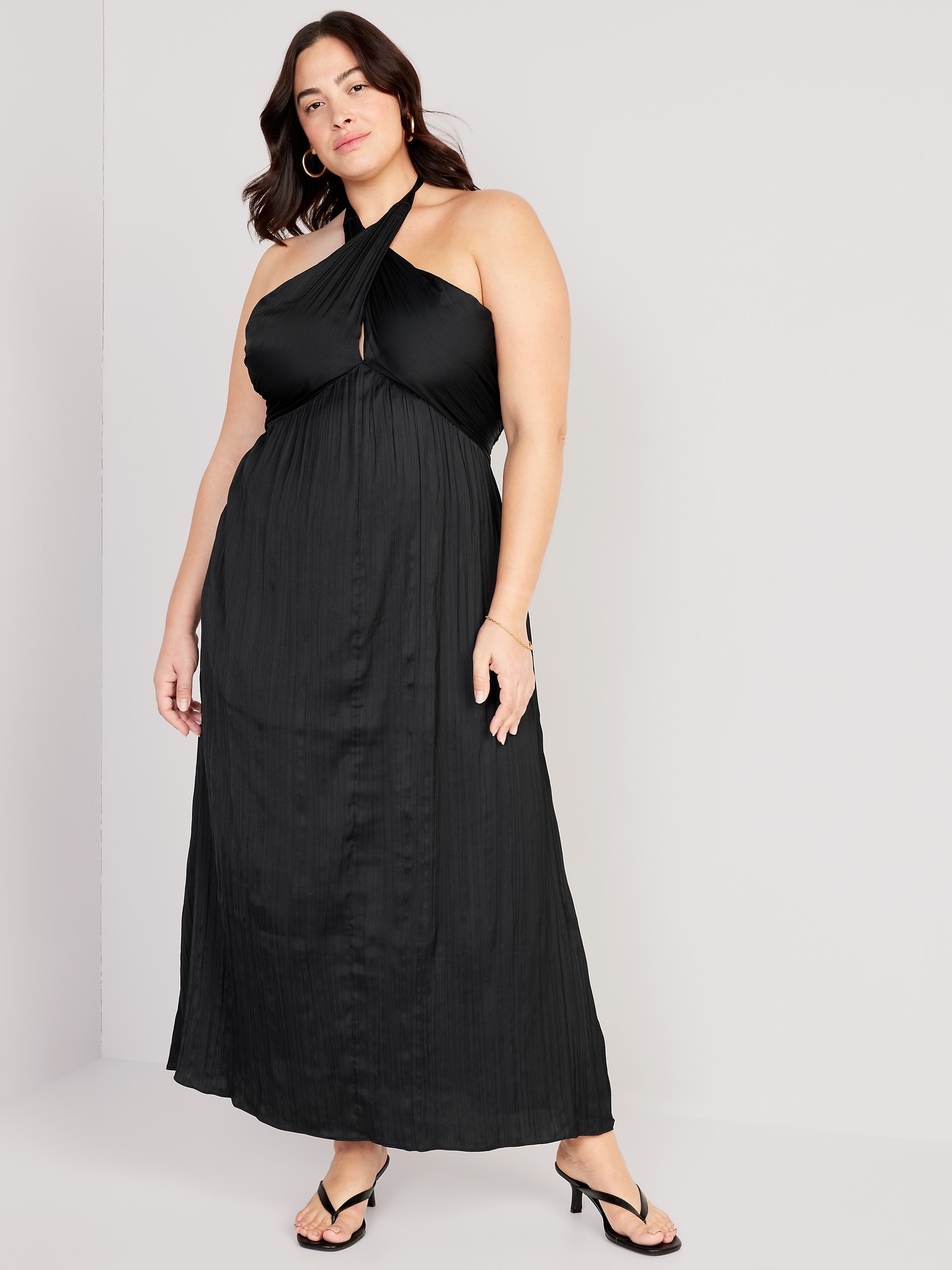 Fit & Flare Wrap-Neck Satin Maxi Dress for Women | Old Navy