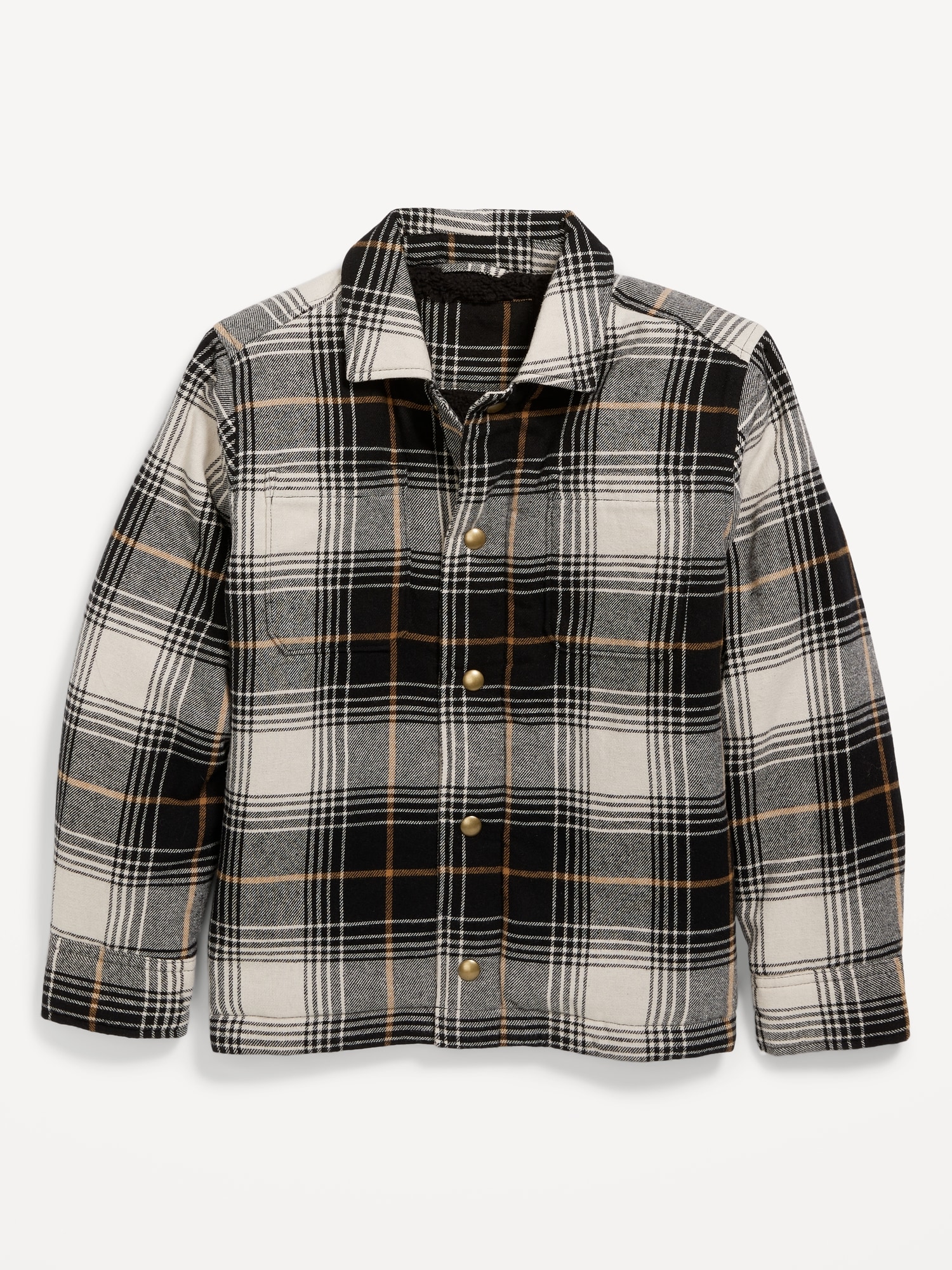 Soft-Brushed Flannel Sherpa-Lined Shacket for Boys | Old Navy