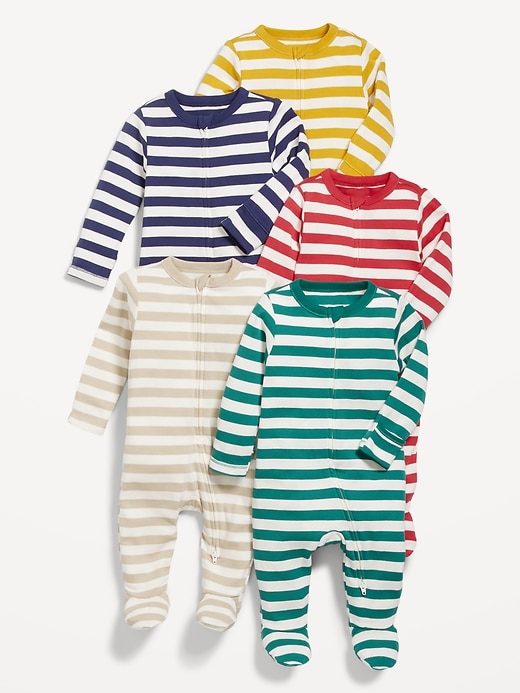 View large product image 1 of 3. Sleep & Play 2-Way-Zip Footed One-Piece 5-Pack for Baby