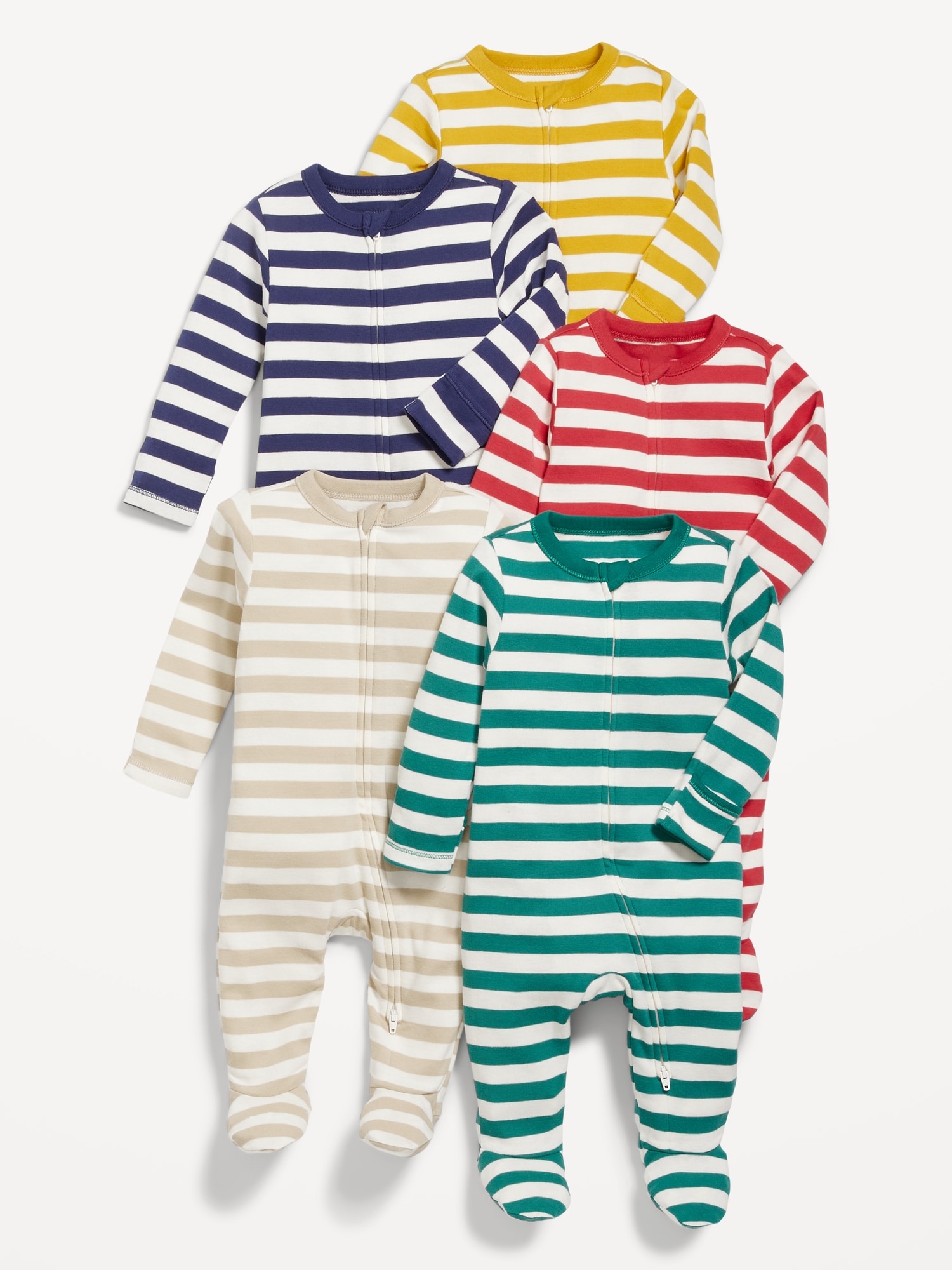 Sleep & Play 2-Way-Zip Footed One-Piece 5-Pack for Baby