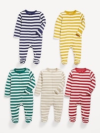 View large product image 3 of 3. Sleep & Play 2-Way-Zip Footed One-Piece 5-Pack for Baby