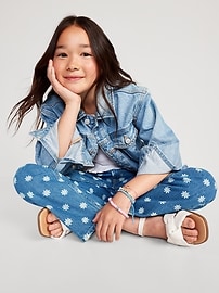 View large product image 3 of 4. High-Waisted Slouchy Straight Floral-Print Jeans for Girls