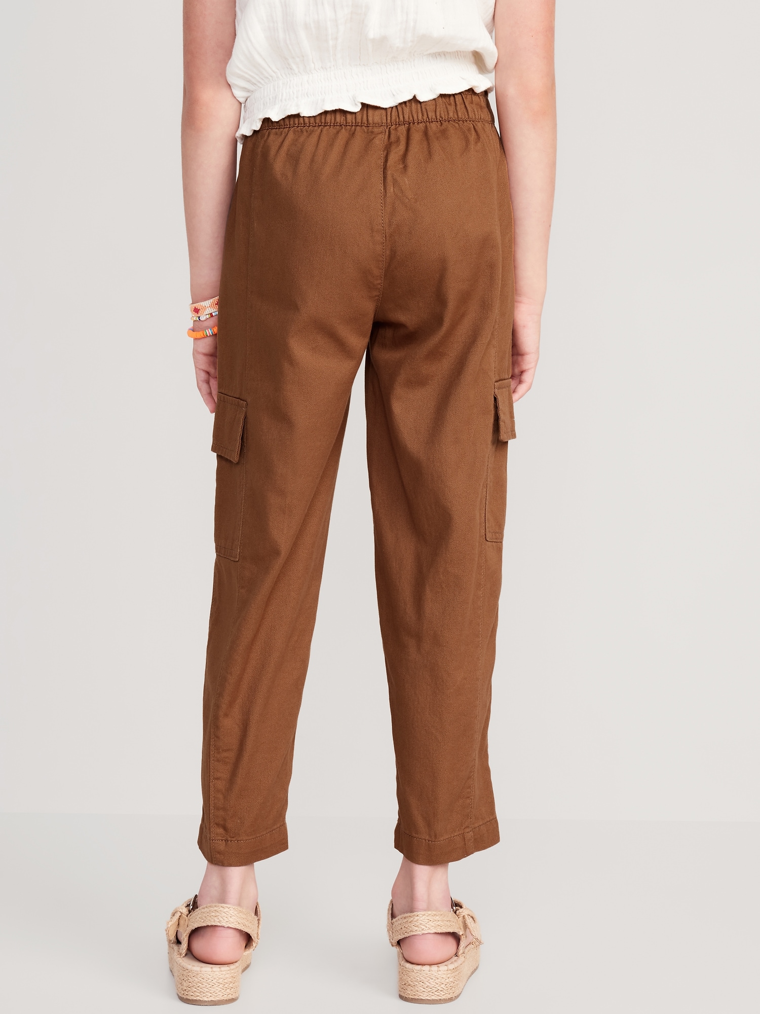 Cargo Trousers for Girls in Loose-Fitting Fabric - old rose, Girls