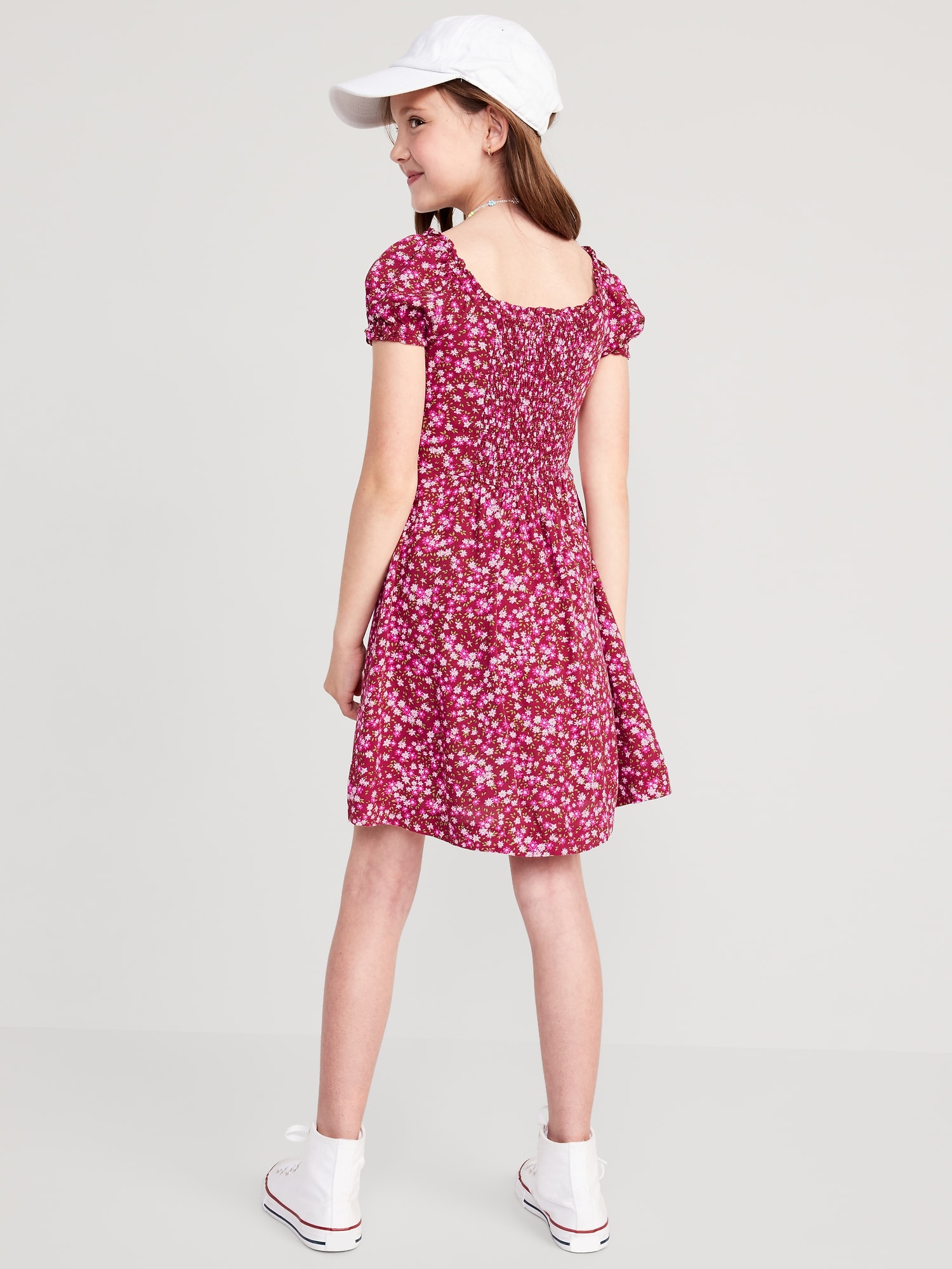 Printed Puff-Sleeve Fit & Flare Dress for Girls | Old Navy