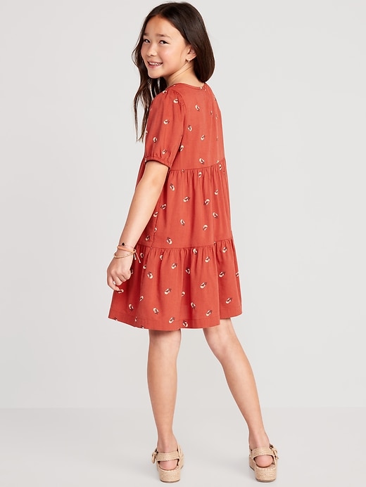 View large product image 2 of 3. Puff-Sleeve Printed Swing Dress for Girls