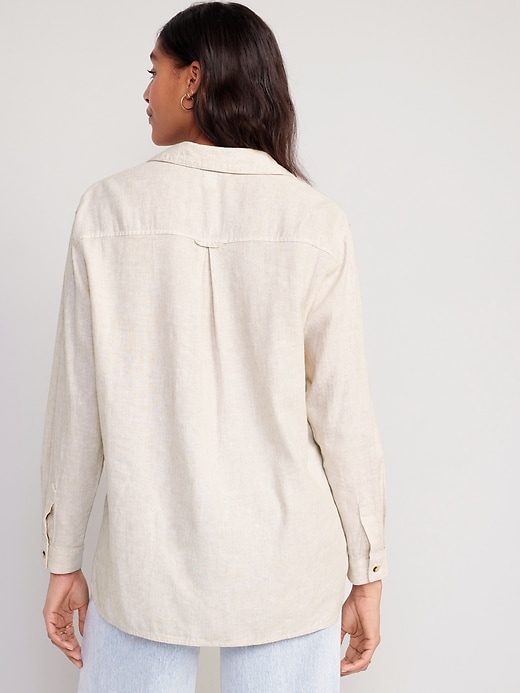 Image number 2 showing, Linen-Blend Boyfriend Shirt