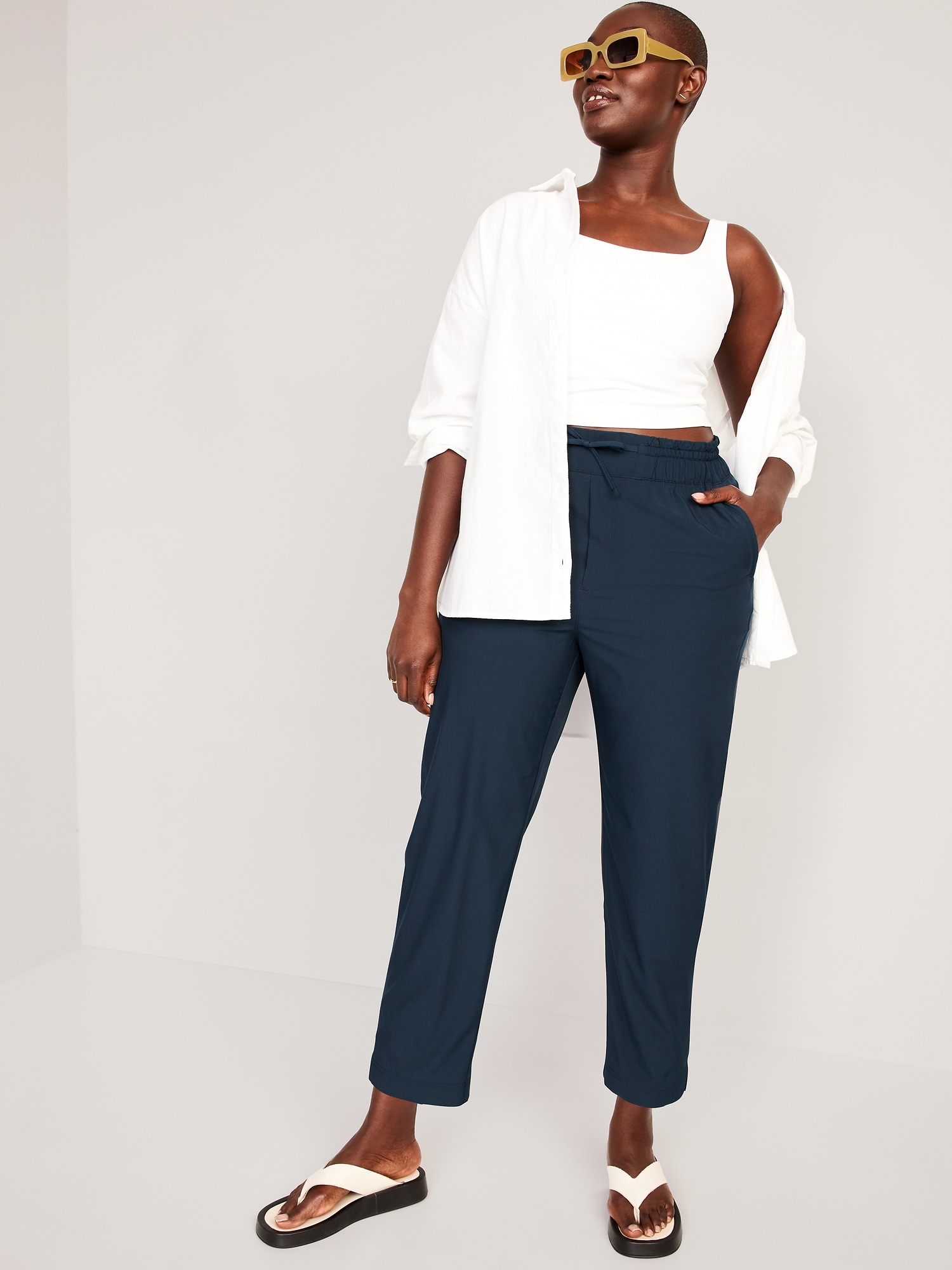 High-Waisted StretchTech Cropped Taper Pants | Old Navy