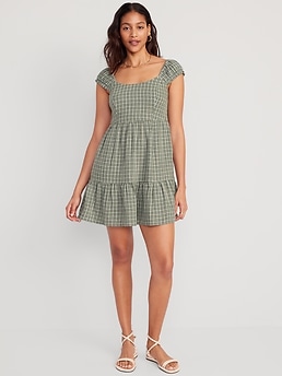 Fit Flare Plaid Mini Dress Old Navy