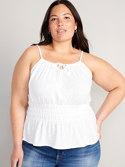 Image number 6 showing, Sleeveless Linen-Blend Smocked Top