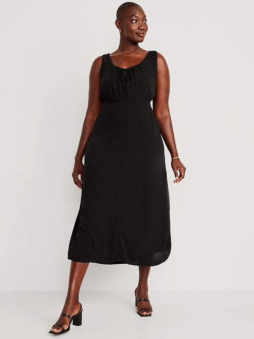 Waist-Defined Sleeveless Crepe Midi Dress for Women | Old Navy
