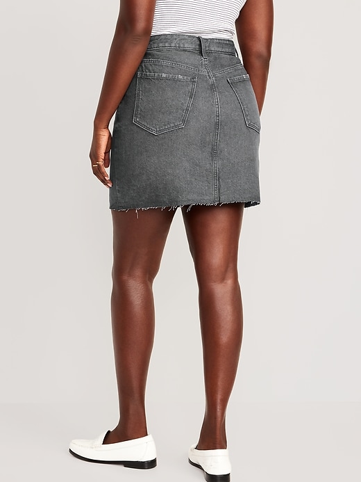 Image number 6 showing, Higher High-Waisted OG Straight Button-Fly Mini Jean Skirt