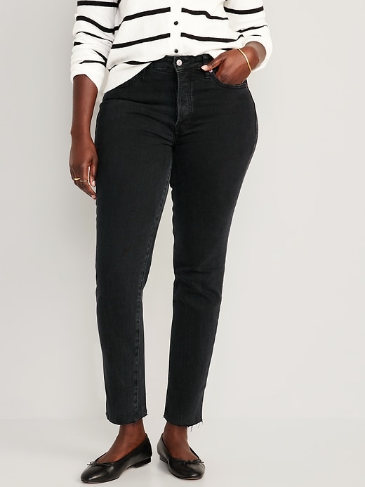 Image number 5 showing, High-Waisted OG Straight Black Cutoff Jeans