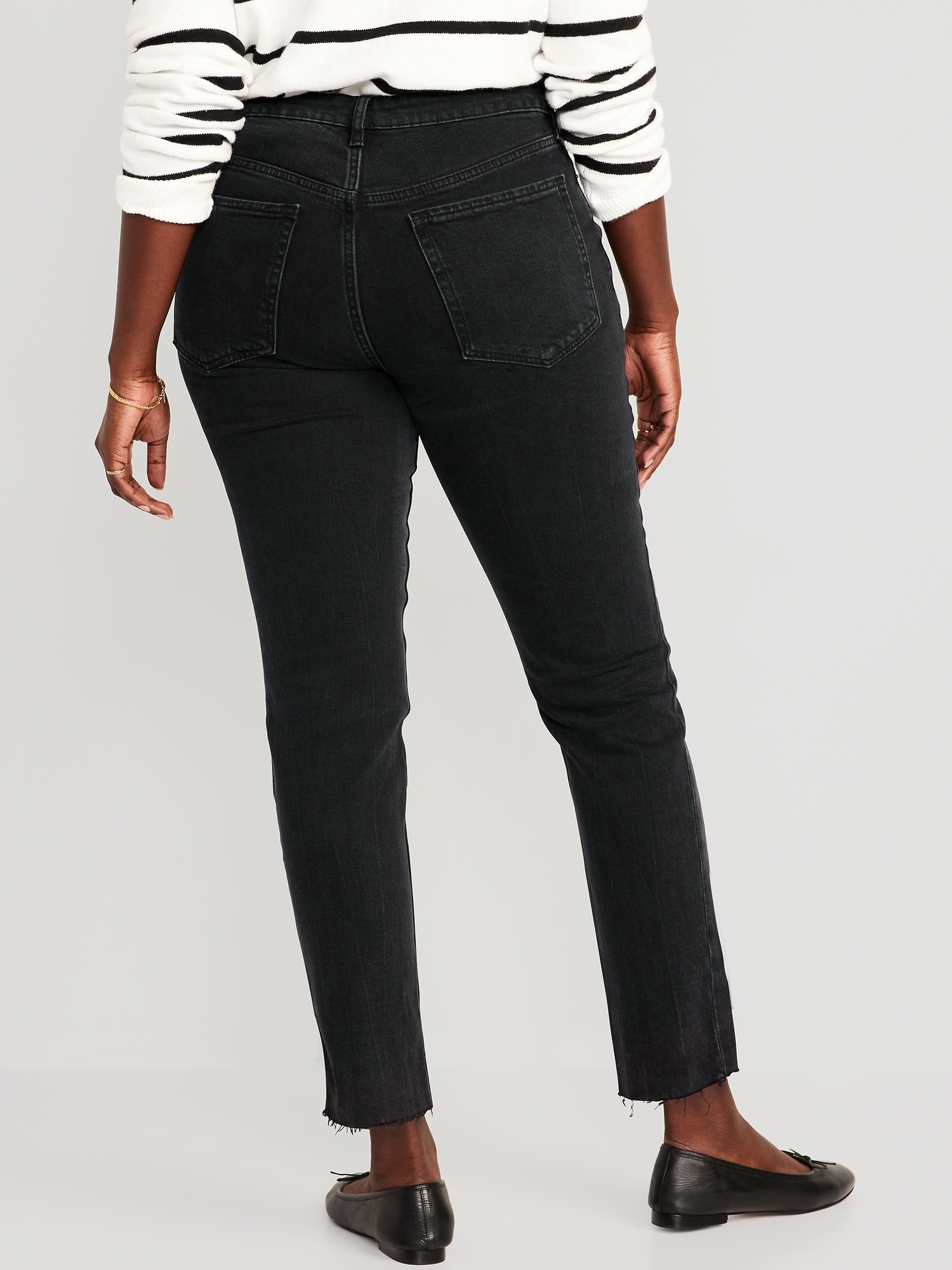 High-Waisted OG Straight Black Cutoff Jeans for Women | Old Navy