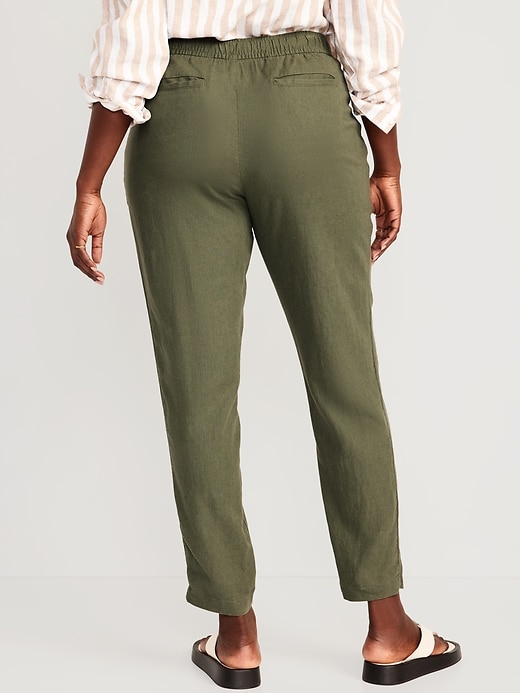 Image number 6 showing, High-Waisted Cropped Linen-Blend Tapered Pants