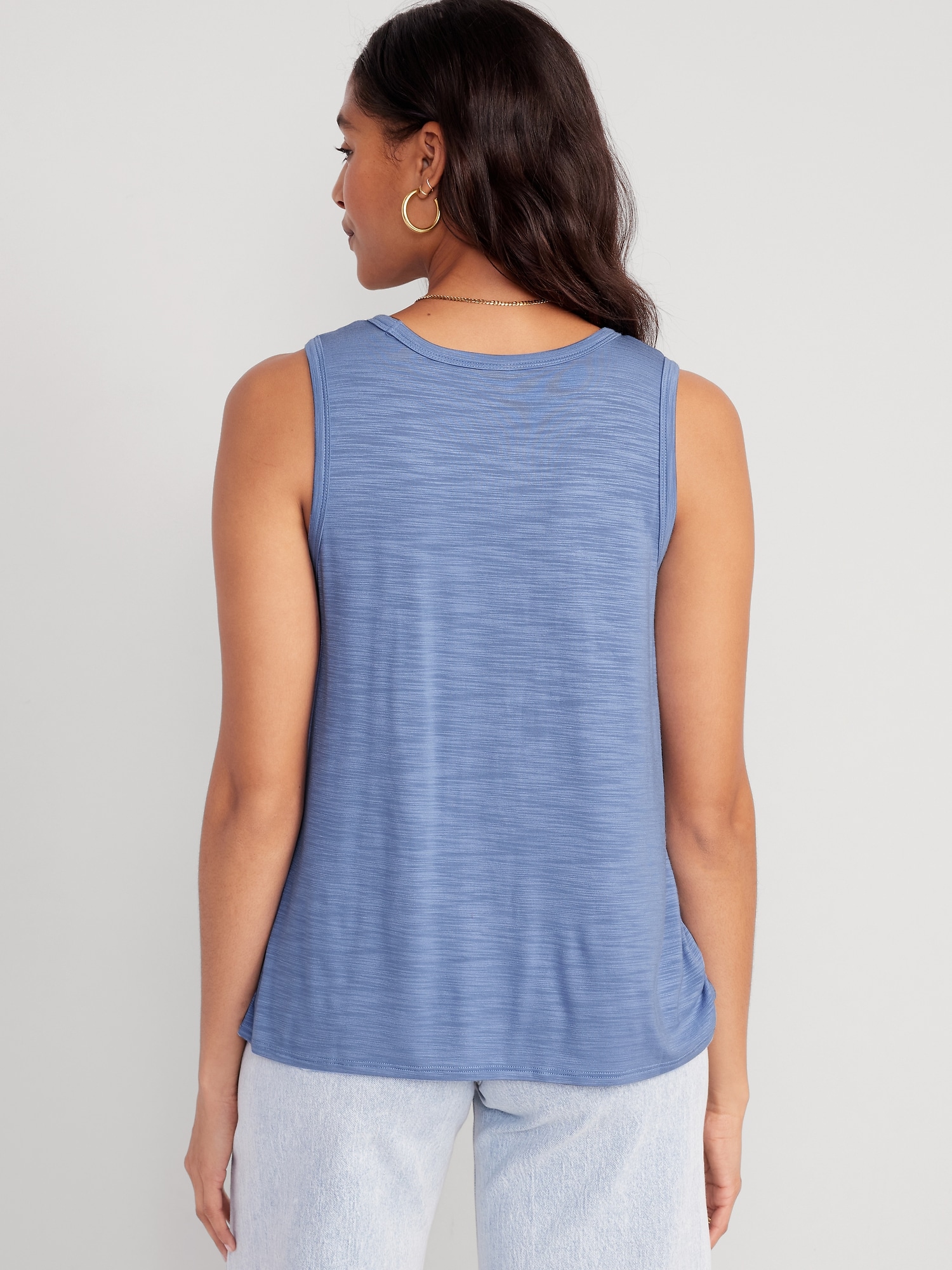 Texture & Thread Button-Front Swing Tank