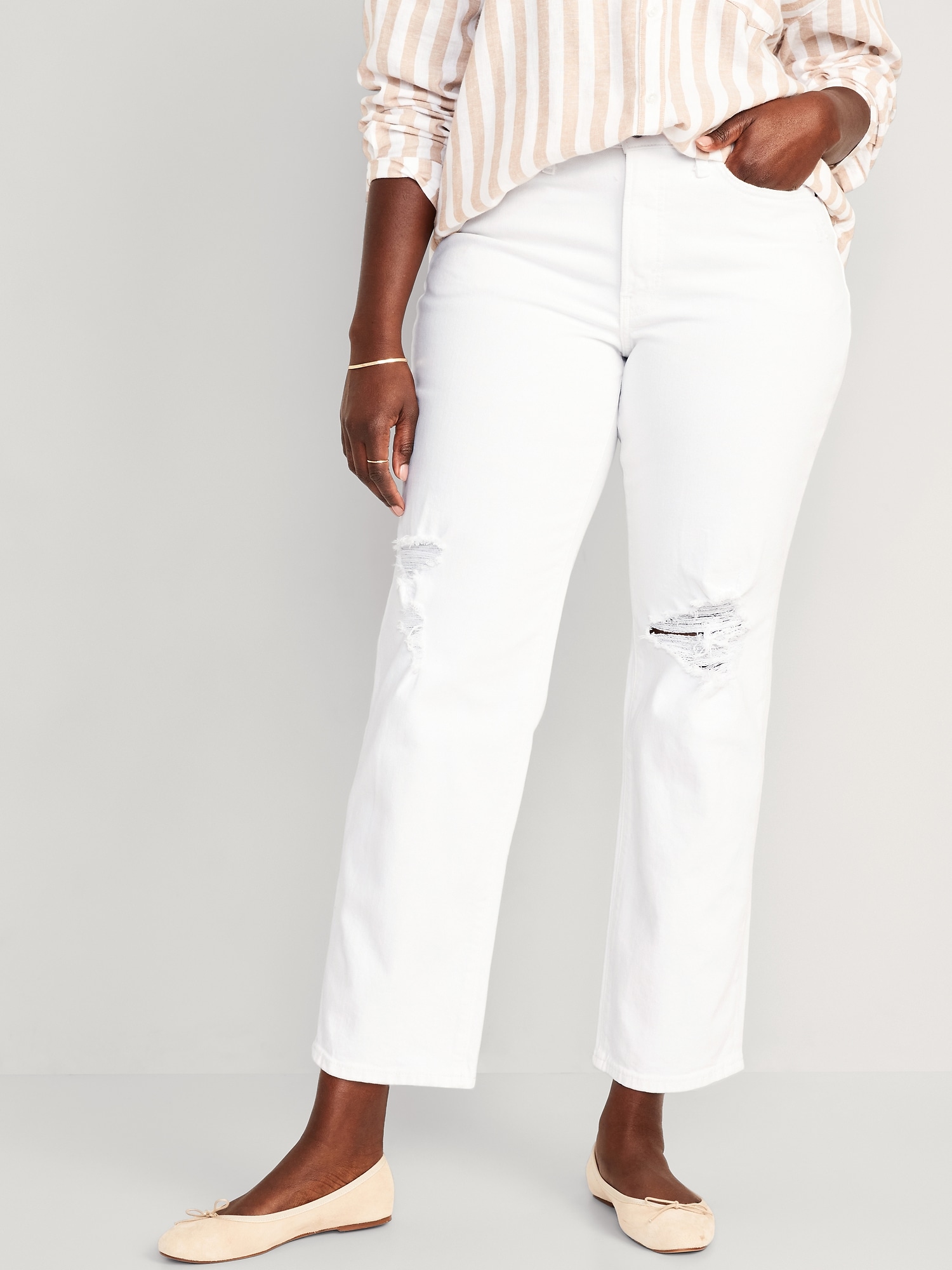 Old Navy Curvy High-Waisted OG Loose White Jeans for Women