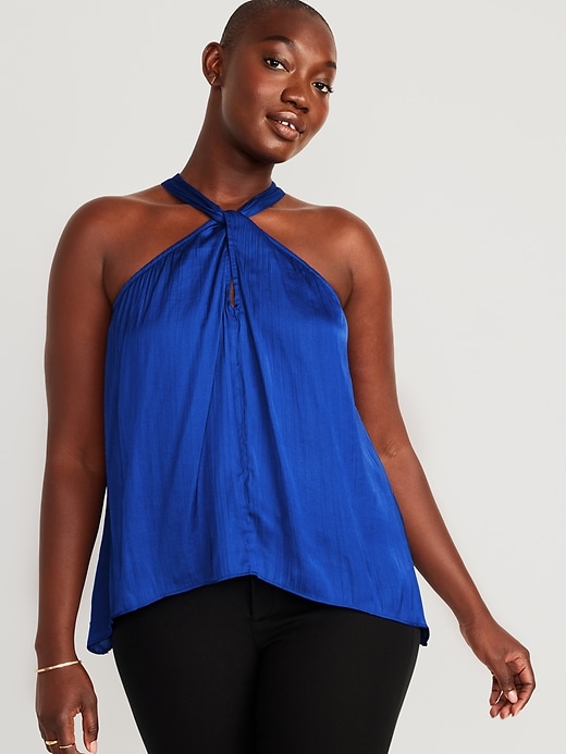 Image number 5 showing, Sleeveless Satin Twist-Front Top