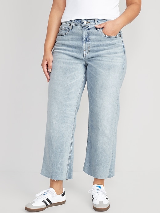 Image number 5 showing, Extra High-Waisted Cropped Cut-Off Wide-Leg Jeans