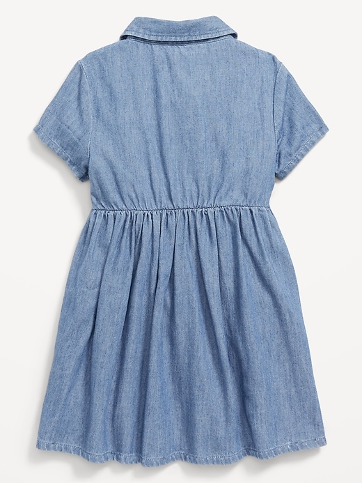 View large product image 2 of 2. Chambray Smocked Shirt Dress for Toddler Girls
