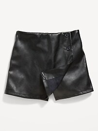 View large product image 4 of 4. Faux-Leather Wrap-Front Skort for Girls