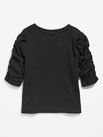View large product image 3 of 3. Ruched Puff-Sleeve Textured-Knit Top for Girls