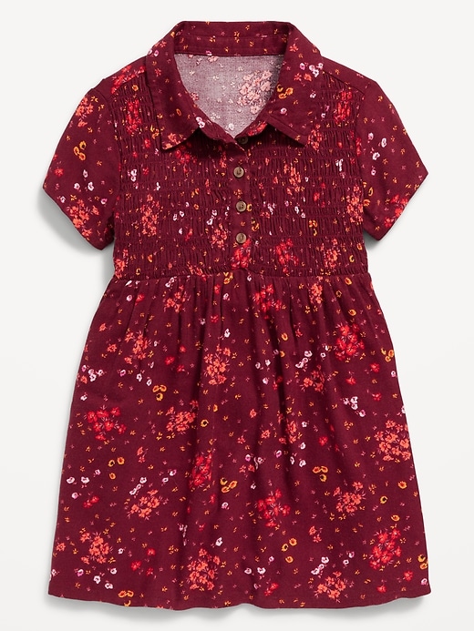 View large product image 1 of 2. Printed Smocked Shirt Dress for Toddler Girls