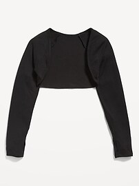 View large product image 3 of 4. UltraLite Rib-Knit Cropped Open-Front Shrug Cardigan for Girls