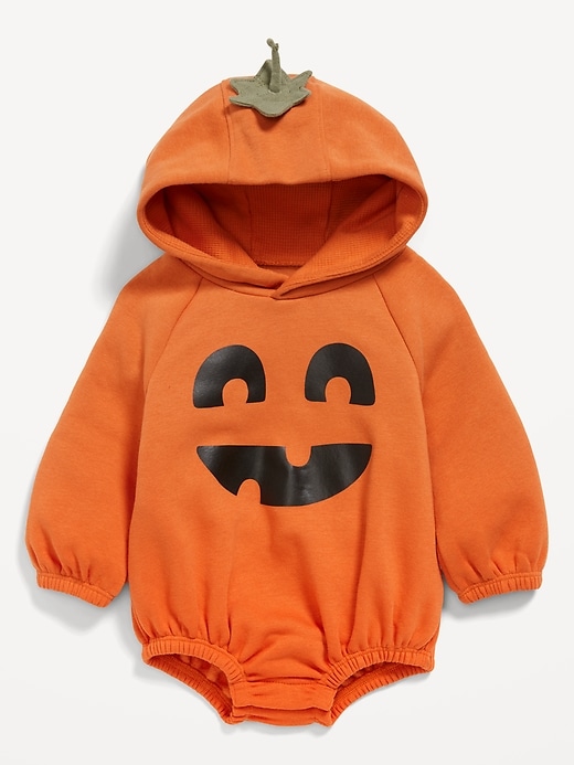 View large product image 1 of 2. Unisex Pumpkin Costume Hooded One-Piece Romper for Baby