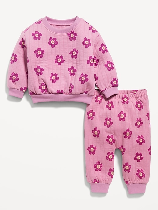 View large product image 1 of 3. Unisex Printed Quilted Crew-Neck Sweatshirt & Jogger Pants Set for Baby