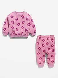 View large product image 3 of 3. Unisex Printed Quilted Crew-Neck Sweatshirt & Jogger Pants Set for Baby