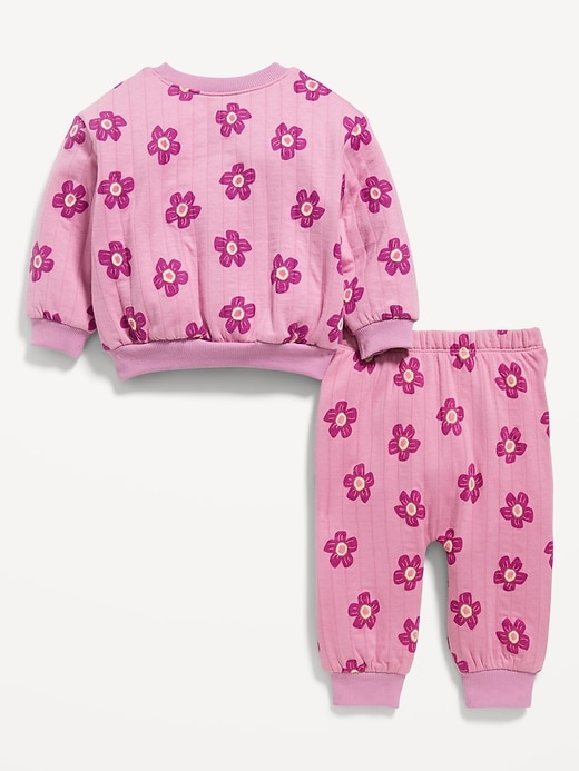 View large product image 2 of 3. Unisex Printed Quilted Crew-Neck Sweatshirt & Jogger Pants Set for Baby