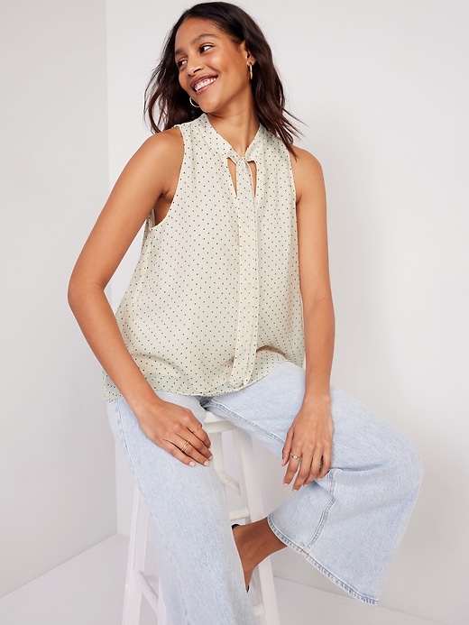 High Neck BowFront Chiffon Top for Women Old Navy