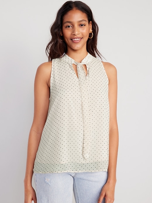 Image number 1 showing, High Neck Bow-Front Chiffon Top
