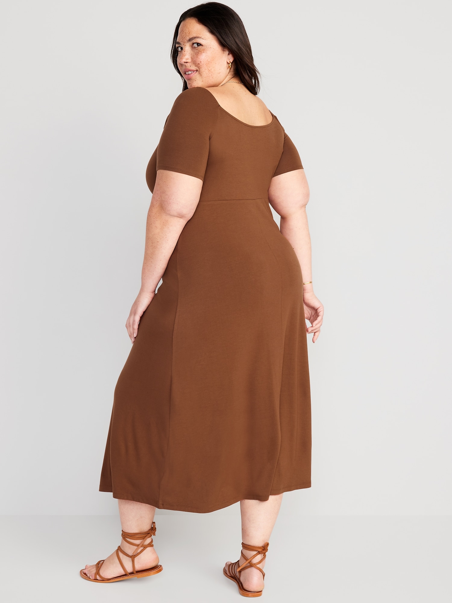 Fit And Flare Cutout Front Midi Dress For Women Old Navy 0865