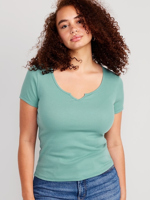 Image number 5 showing, Fitted Rib-Knit T-Shirt