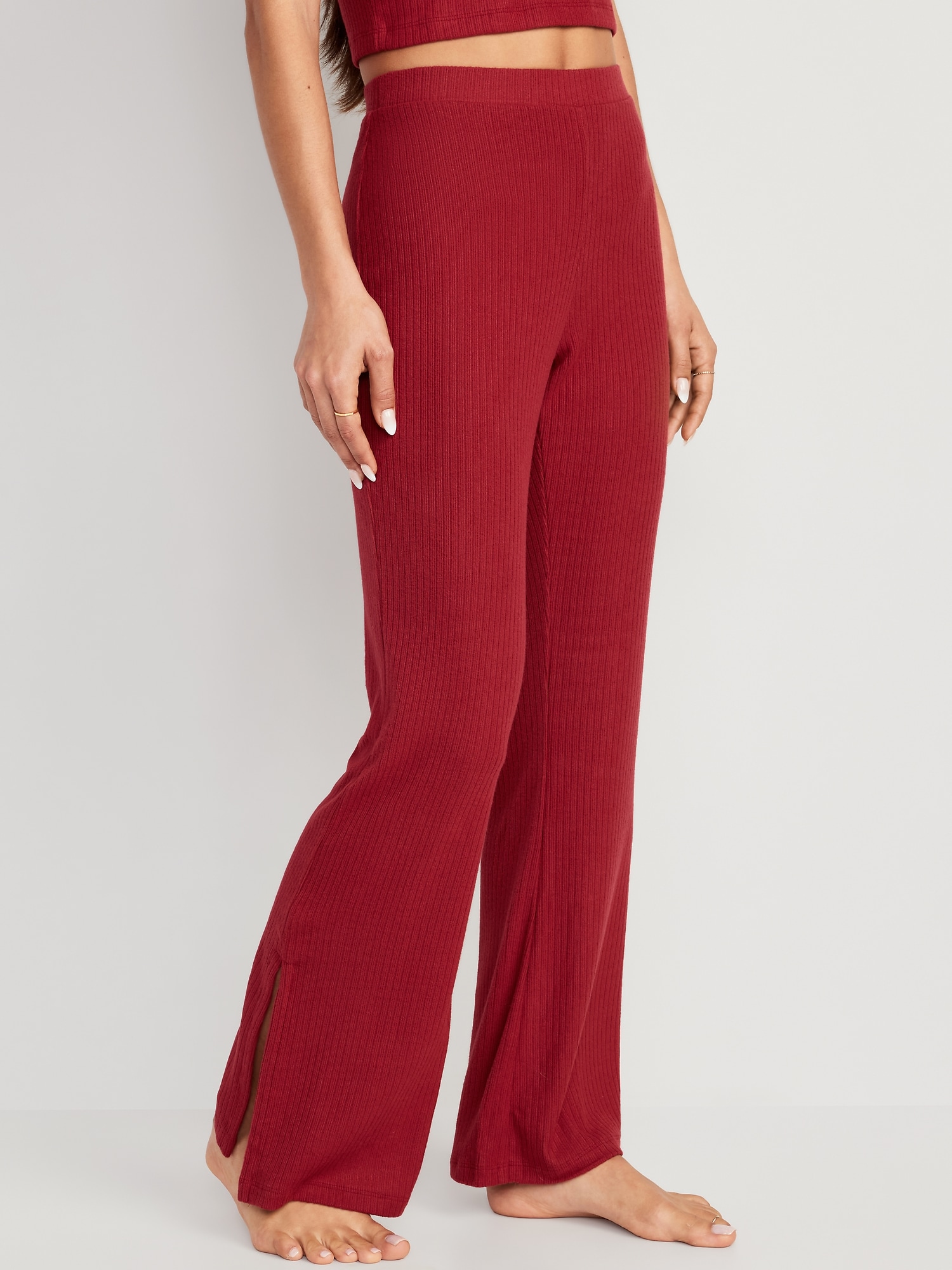 Old Navy, Pants & Jumpsuits, Old Navy Highwaisted Ribknit Split Flare  Lounge Pants For Women New